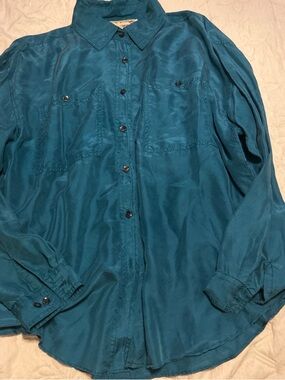 Vintage jonathan martin Deep Teal Long-Sleeve Button-Down Shirt 90’s